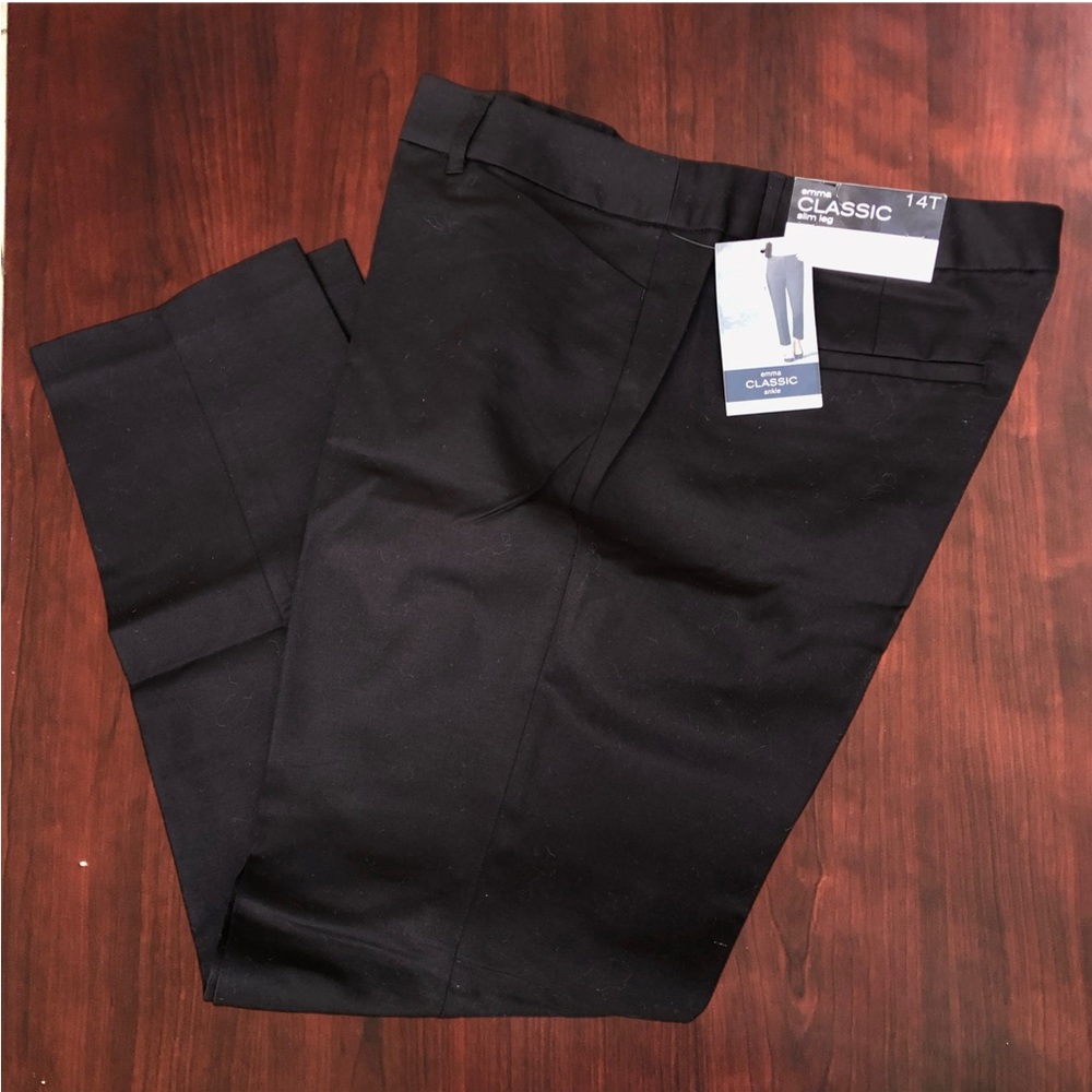 Emma Classic Slacks Liz Claiborne Slim Ankle Black 14 Tall